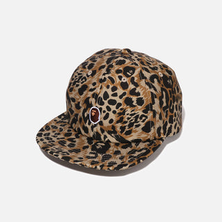 WILD LEOPARD PATTERN ONE POINT CAP - BEIGE