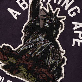 A BATHING APE VARSITY JACKET - PURPLE / WHITE