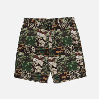 CAMO PATCHWORK SHORTS - GREEN