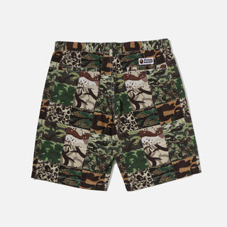 CAMO PATCHWORK SHORTS - GREEN