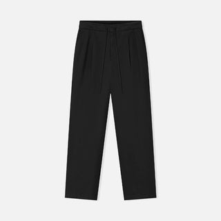 Cotton Canvas Pleat Front Pant - VINTAGE BLACK