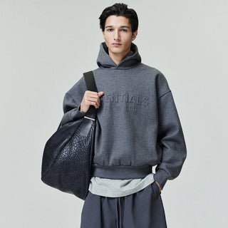 EMBOSSED ESSENTIALS CLASSIC HOODIE - CHARCOAL HEATHER