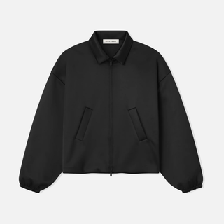 BONDED SATIN ZIP-UP BOMBER JACKET - JET BLACK