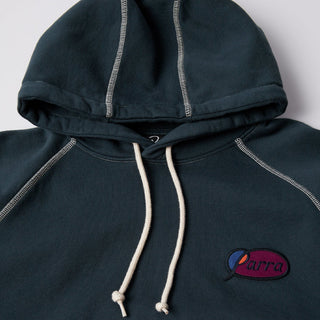CIRCLED SCRIPT LOGO HOODED SWEATSHIRT - BLUE