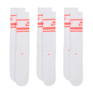 EVERYDAY ESSENTIAL SOCKS (3 PACK) - WHITE / HOT PUNCH