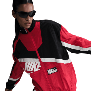 WMNS OVERSIZED WOVEN JACKET - UNIVERSITY RED / BLACK