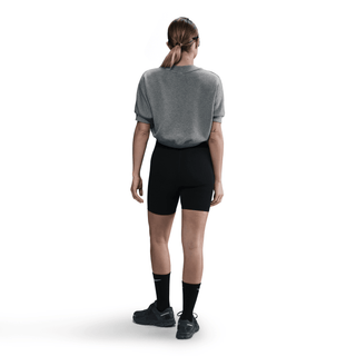 WMNS S/S CROPPED FRENCH TERRY TOP - CARBON HEATHER