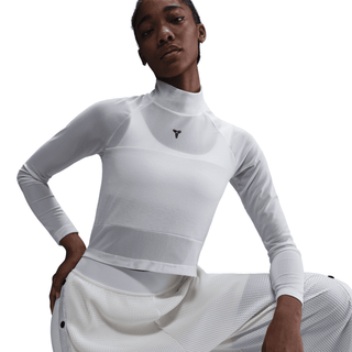 WMNS KOBE DETAILS LS CROP TOP - WHITE