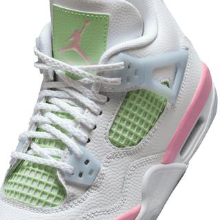 AIR JORDAN 4 RETRO (GS) - WHITE / MEDIUM SOFT PINK / VAPOR GREEN