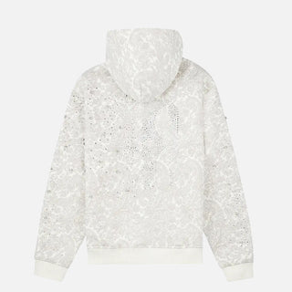 CASHEW BLOSSOM PEARL ZIPPER HOODIE - WHITE