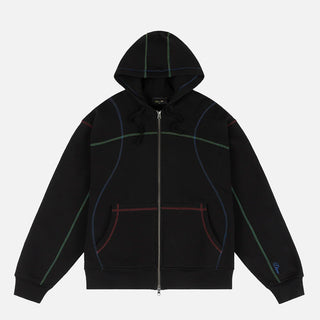 COURT ZIP HOODIE - BLACK / MULTI
