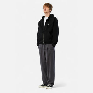 CURSIVE SMALL LOGO ZIP HOODIE - BLACK