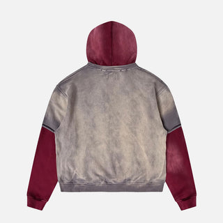 DSM DOUBLE LAYER HOODIE - WASHED BLACK / MAROON