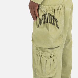 TWILL CARGO WIDE LEG PANTS - GREEN