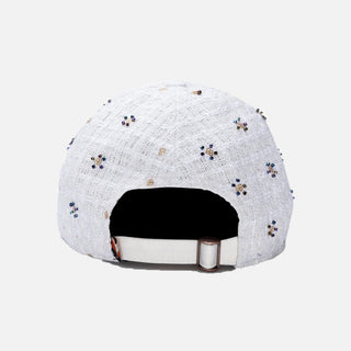 BEADED 6 PANEL CAP - BONE