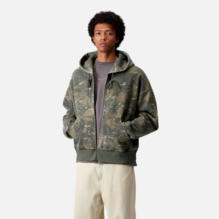 HOODED BENTON SWEAT JACKET - GREEN CAMO COMBI