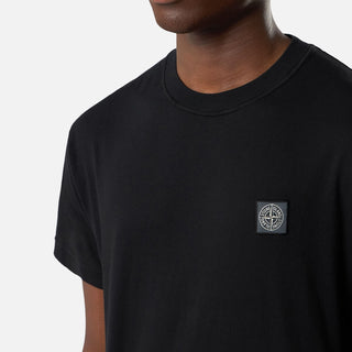 2100026 ORGANIC COTTON JERSEY 'FISSATO' EFFECT T-SHIRT - BLACK