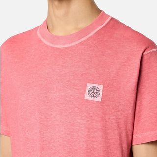 2100026 ORGANIC COTTON JERSEY 'FISSATO' EFFECT T-SHIRT - GERANIUM