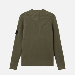 5100053 FULL RIB RWS WOOL CREWNECK SWEATER - MILITARY GREEN