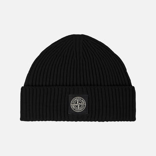 N100002 FULL RIB RWS WOOL BEANIE - BLACK
