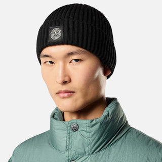N100002 FULL RIB RWS WOOL BEANIE - BLACK