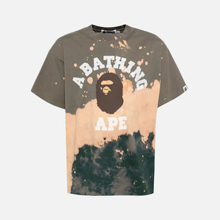 TIE DYE COLLEGE RELAXED FIT TEE - OLIVE GREEN