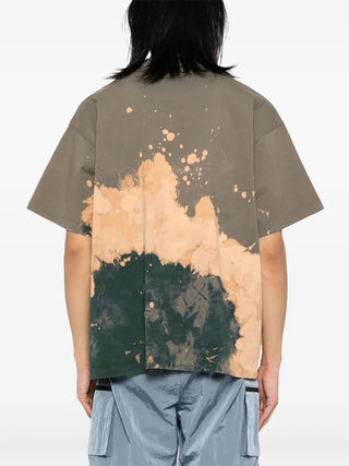 TIE DYE COLLEGE RELAXED FIT TEE - OLIVE GREEN