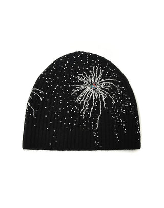 FIREWORKS STUDDED BEADED BEANIE - BLACK