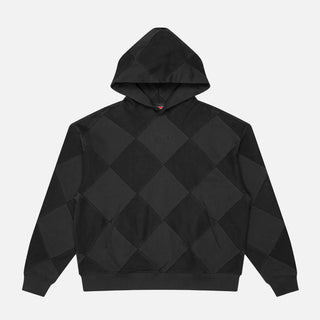 DIAMOND TERRY HOODED SWEATSHIRT - BLACK