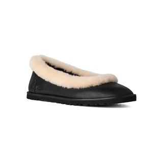 WMNS ZORA LEATHER BALLET FLAT - BLACK