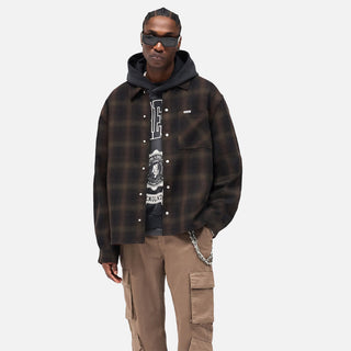 BONDED REVERSIBLE CHECK SHIRT - NERO