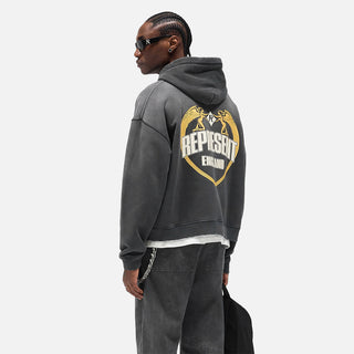 ANGEL BORDER HOODIE - STAINED BLACK