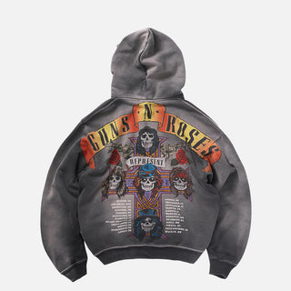 GUNS N` ROSES TOUR HOODIE - STAINED BLACK