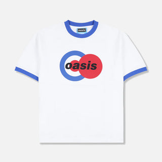 OASIS X PLEASURES 1996 RINGER SHIRT - WHITE