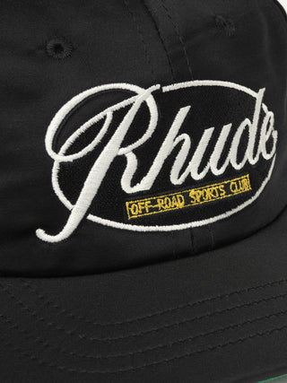 RHUDE SPORTS CLUB CURVED BRIM HAT - BLACK