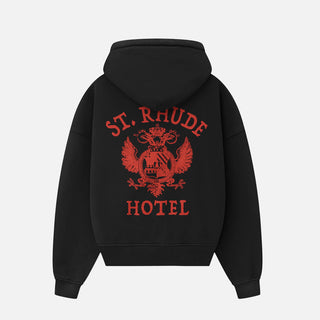 ST. RHUDE SEAL ZIP-UP HOODIE - VINTAGE BLACK / RED