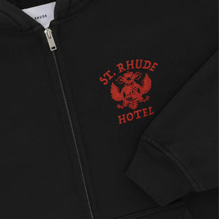 ST. RHUDE SEAL ZIP-UP HOODIE - VINTAGE BLACK / RED