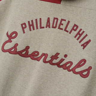PHILLIES RAGLAN HALF ZIP SPORT HOODIE - SEAL HEATHER / CABERNET