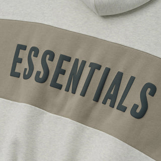 CROPPED RELAXED PANELLED HOODIE - VANILLA HEATHER / SEAL