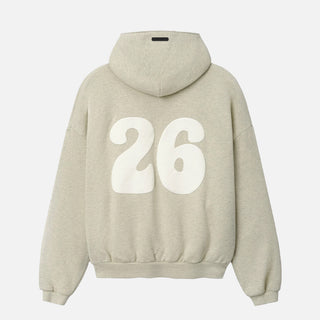 90S FULL ZIP HOODIE - WASHED VAINLLA HEATHER