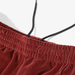 NARROW TRACK PANT - C/PE VELOUR - BURGUNDY