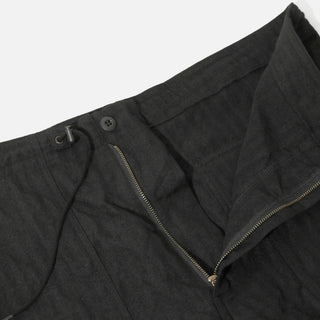 REVERSED SATEEN STRING FATIGUE PANT - BLACK