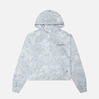 SNOW CAMO EYE LOGO ZIP-UP HOODIE - WASHED WHITE
