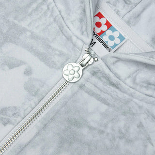 SNOW CAMO EYE LOGO ZIP-UP HOODIE - WASHED WHITE