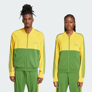 WALES BONNER X ADIDAS NYLON KNIT TRACK JAKCET - BOLD GOLD / CREW GREEN