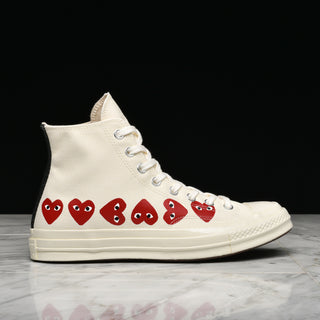 CDG PLAY X CONVERSE MULTI HEART CHUCK 70 HI - WHITE