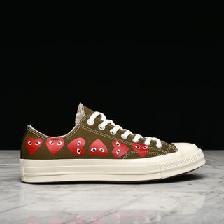 CDG PLAY X CONVERSE MULTI HEART CHUCK 70 OX - FIR GREEN