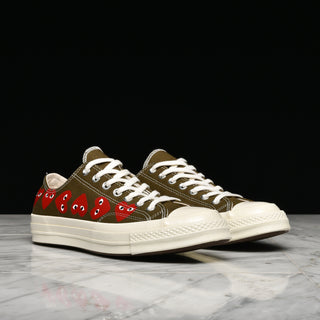 CDG PLAY X CONVERSE MULTI HEART CHUCK 70 OX - FIR GREEN