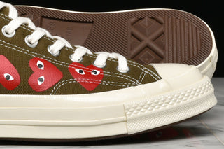 CDG PLAY X CONVERSE MULTI HEART CHUCK 70 OX - FIR GREEN