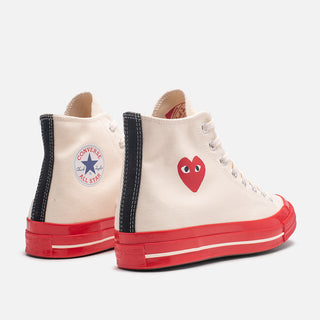 CDG PLAY X CONVERSE CHUCK 70 HIGH - PRISTINE / RED
